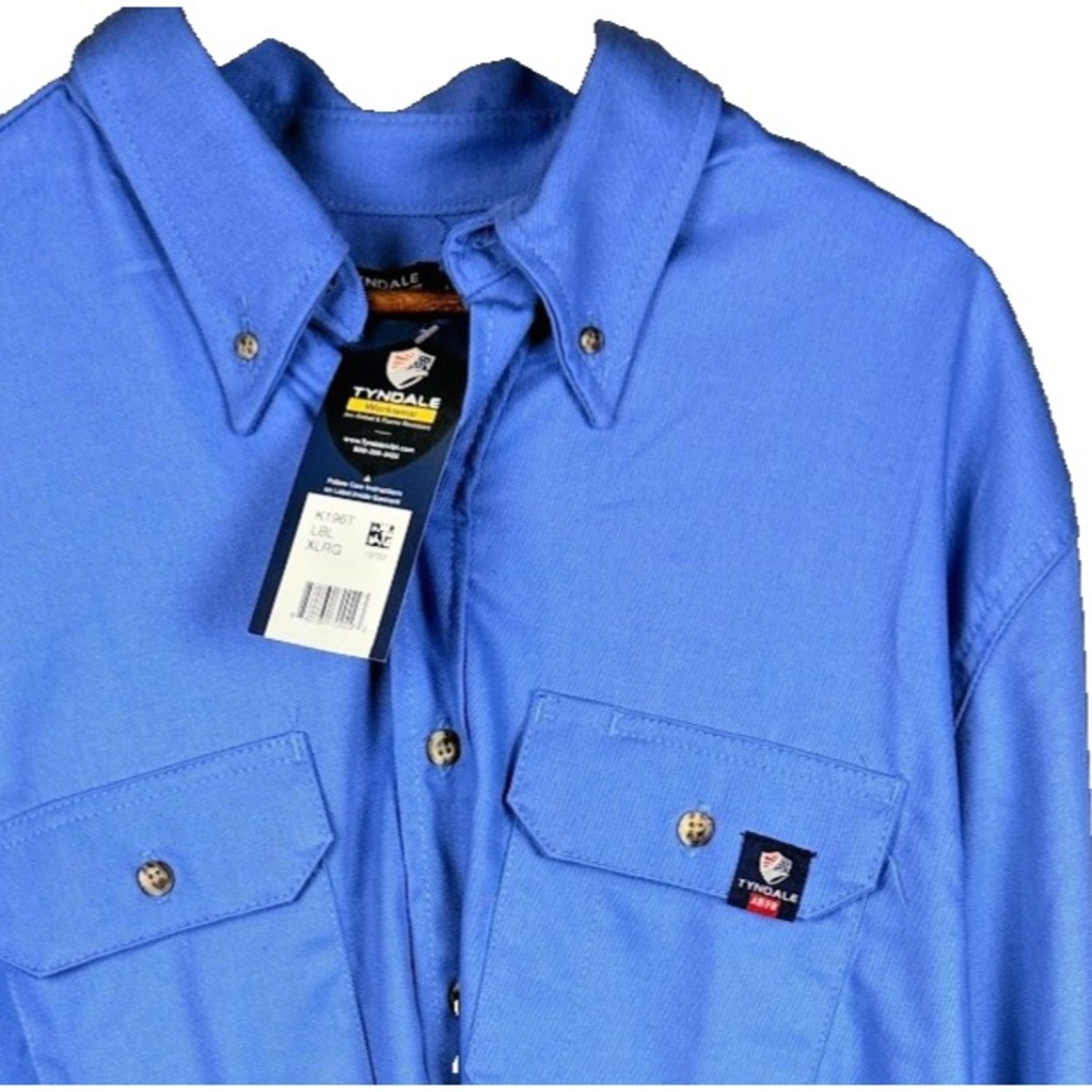 Tyndale FR Workwear Shirt Mens XL Blue Flame Resistant Arc Rated Button Up NWT